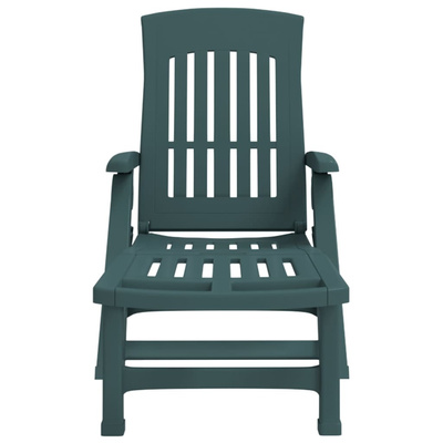 Składany leżak na kółkach, zielony, PP