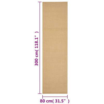 vidaXL Dywanik, naturalny sizal, 80x300 cm