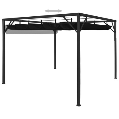 vidaXL Altana ogrodowa ze zwijanym dachem, 3x3 m, antracyt