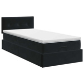 Łóżko ottoman z materacem Z zagłówkiem Czarny 90 x 200 cm Welur