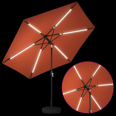 Parasol ogrodowy z oświetleniem LED i podstawą 300 x 300 cm