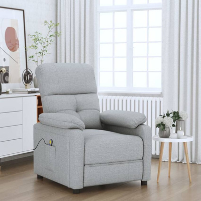 vidaXL Fotel masujący, jasnoszary, obity tkaniną wariant 11