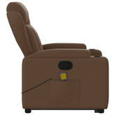 vidaXL Podnoszony fotel masujący, rozkładany, brązowy, obity tkaniną wariant 6