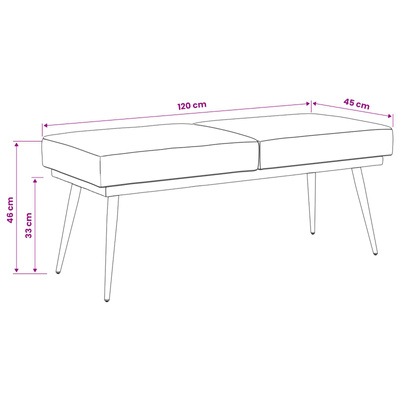 Ławka podwójna Jasnozielony 120 x 45 x 46 cm Welur