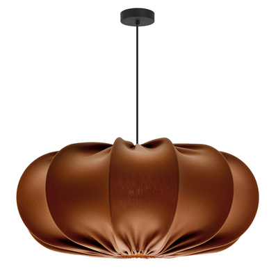 Lampa wisząca CAFEE' skandynawska z abażurem brązowym mokka 52 cm - minimalistyczne oświetlenie sufitowe w stylu japandi E27