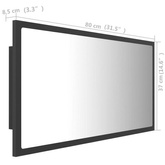 vidaXL Lustro łazienkowe z LED, szare, 80x8,5x37 cm, akryl