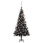 vidaXL Sztuczna choinka z lampkami i bombkami, czarna, 120 cm, PVC