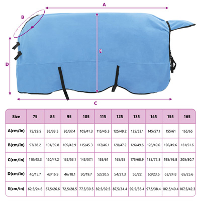 Koc dla Koni Pełny Aqua 165 cm Polar poliesterowy