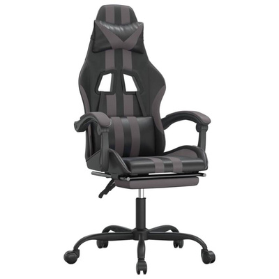 vidaXL Obrotowy fotel gamingowy z podnóżkiem, czarno-szary model standard