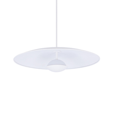 Lampa wisząca LUND 48 cm minimalistyczna – biały klosz talerz - skandynawska lampa do jadalni i salonu LED