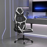 vidaXL Fotel gamingowy, czarno-biały, sztuczna skóra model standard