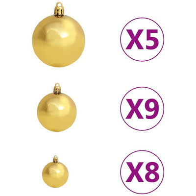 vidaXL Sztuczna choinka z lampkami i bombkami, niebieska, 120 cm, PVC