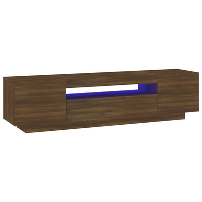 vidaXL Szafka pod TV z oświetleniem LED, brązowy dąb, 160x35x40 cm