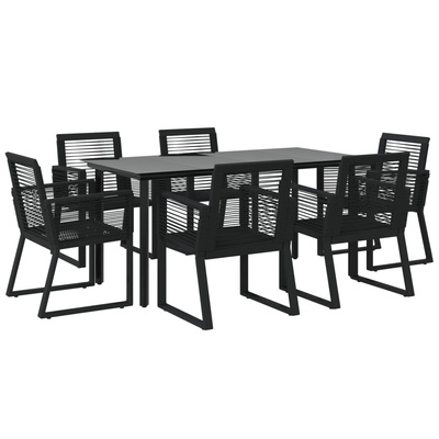 7-częściowy zestaw mebli ogrodowych, czarny, rattan PVC