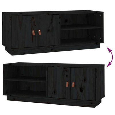 vidaXL Szafka pod TV, czarna, 105x34x40 cm, lite drewno sosnowe