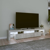 vidaXL Szafka pod TV z oświetleniem LED, szarość betonu 200x36,5x40 cm