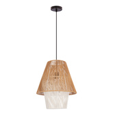 Lampa wisząca z abażurem Africa beżowo-biała do sypialni E27