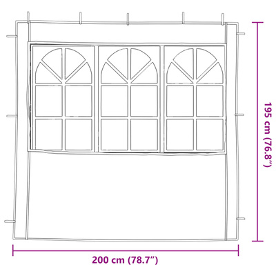 Ściana boczna namiotu na imprezy 2 pcs 200 x 195 cm czerwony