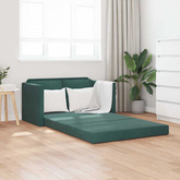 Sofa podłogowa 2-w-1, ciemnozielona, 122x204x55 cm, aksamit