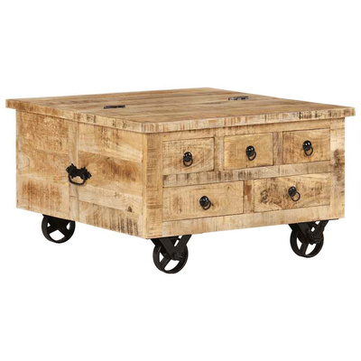 Stolik kawowy, chropowate drewno mango, 70 x 70 x 40 cm