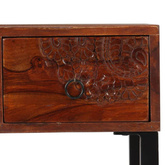 vidaXL Biurko z drewna sheesham i prawdziwej skóry, 117 x 50 x 76 cm