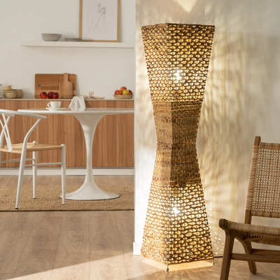 Lampa Podłogowa 130cm z Włókien Naturalnych Boho Abruzzo Carlotta 2x E27