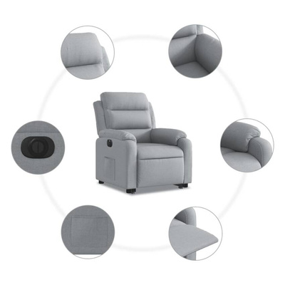 vidaXL Podnoszony fotel masujący, elektryczny, rozkładany, jasnoszary model standard