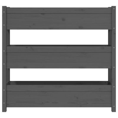 Donica, szara, 112x25x104,5 cm, lite drewno sosnowe