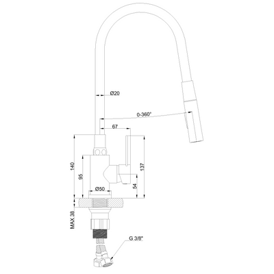 Bateria zlew. dalis z elastyczną 2f wylewką, czarny BZ-64-004-L Invena