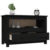 vidaXL Szafka pod TV, czarna, 79x35x52 cm, lite drewno sosnowe