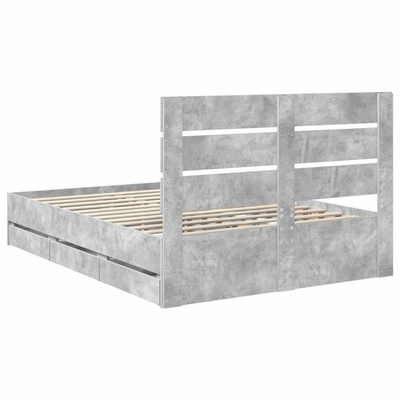Ramka łóżka Betonowy szary 150 x 200 cm Drewno inżynieryjne