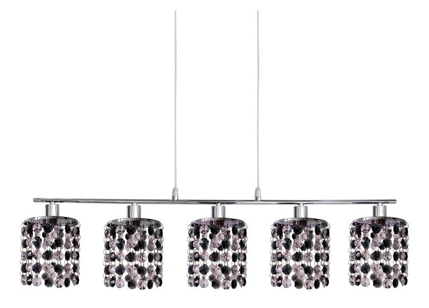 Lampa wisząca chrom z kryształkami czarno-białymi 5x40W Royal Candellux 35-35724