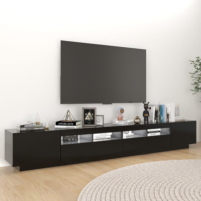 Szafka pod TV z oświetleniem LED, czarna, 260x35x40 cm