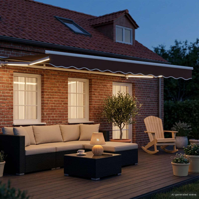 Ręczny ramowy zewnętrzny markizowy z LED 3 x 2,5 m