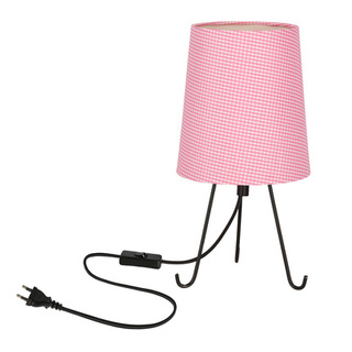 Lampka nocna Smally z abażurem różowym czarna metalowa E14