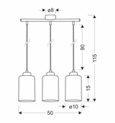 Aspra lampa wisząca czarny 3x60w e27 klosz bursztynowy