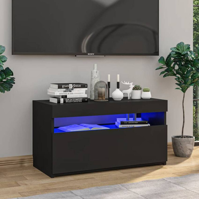 vidaXL Szafka pod TV z oświetleniem LED, czarna, 75x35x40 cm