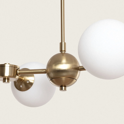 Żyrandol Złoty Lampa wisząca szklane Kule Abruzzo Gambino 10xE27