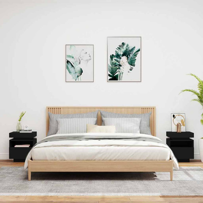 Szafki nocne z oświetleniem LED, 2 szt., czarne, 40x39x48,5 cm