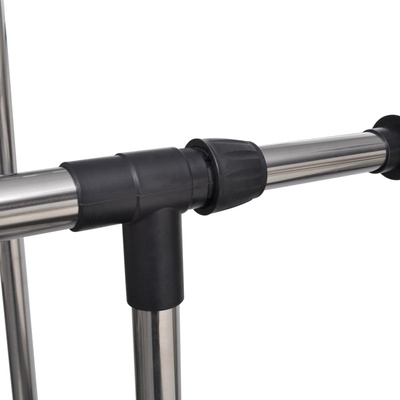 Regulowany wieszak na ubrania z 4 kółkami i 2 drążkami