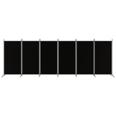 Parawan 6-panelowy, czarny, 520x180 cm, tkanina