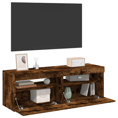 Szafki pod TV z LED, 2 szt., przydymiony dąb, 60x35x40 cm