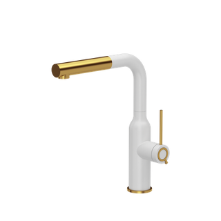 ANGELINA Q LINE Pull out SteelQ snow white mat/Nano PVD złoty