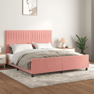 vidaXL Rama łóżka z zagłówkiem, różowa, 180x200 cm, aksamitna
