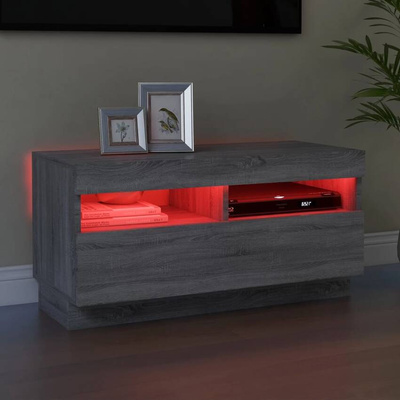 vidaXL Szafka pod TV z oświetleniem LED, szary dąb sonoma, 80x35x40 cm