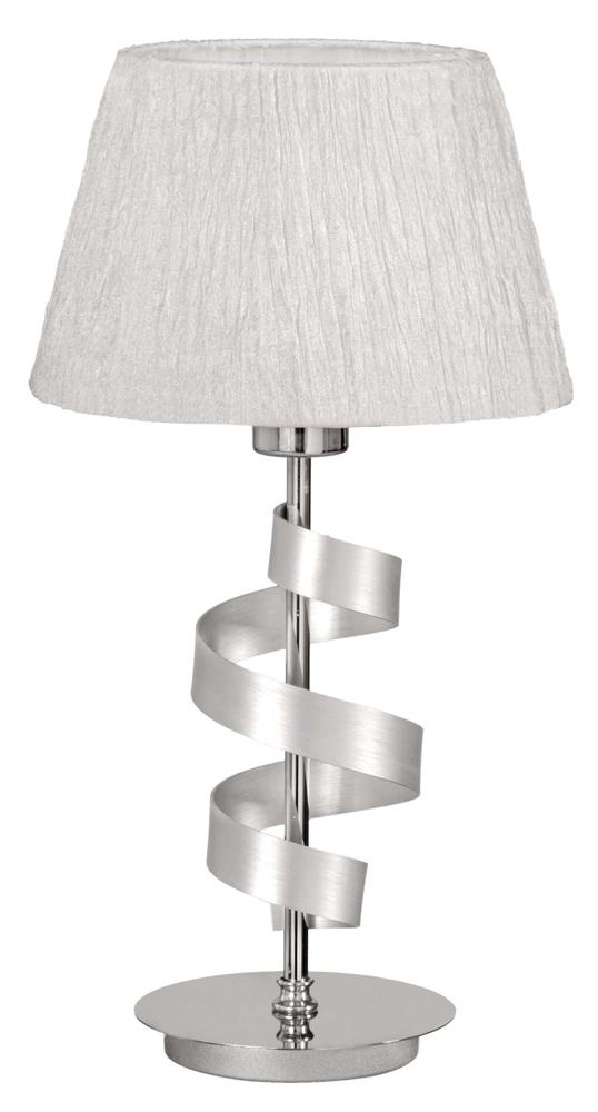 Lampka nocna Denis srebrna z abażurem metalowo-tekstylna stołowa