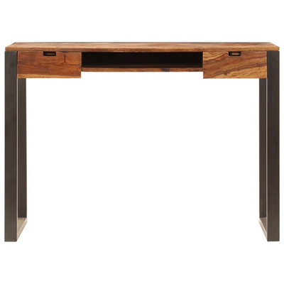 vidaXL Biurko, 110x55x78 cm, lite drewno sheesham i stal