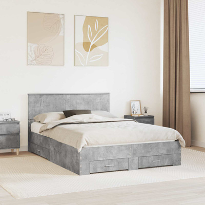 Ramka łóżka Betonowy szary 150 x 200 cm Drewno inżynieryjne