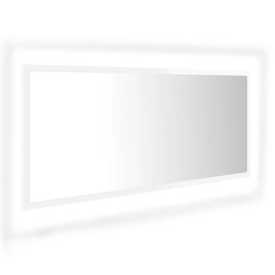 vidaXL Lustro łazienkowe LED, wysoki połysk białe, 100x8,5x37cm, akryl