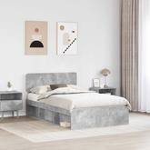 Ramka łóżka Szary beton 135 x 190 cm Lite drewno sosnowe